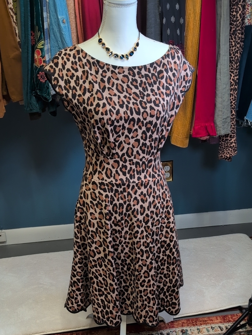 kate spade Leopard-Print Midi Dress in Brown and Black